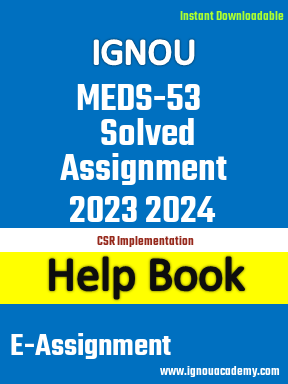 IGNOU MEDS-53 Solved Assignment 2023 2024